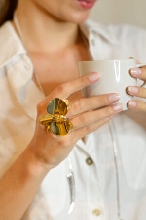 24K Gold Plated Large Size Orchid Ring